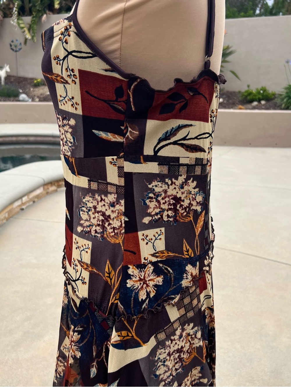 Cider Black & Brown Floral Patchwork Mini Dress Size 1x - Picture 6 of 13
